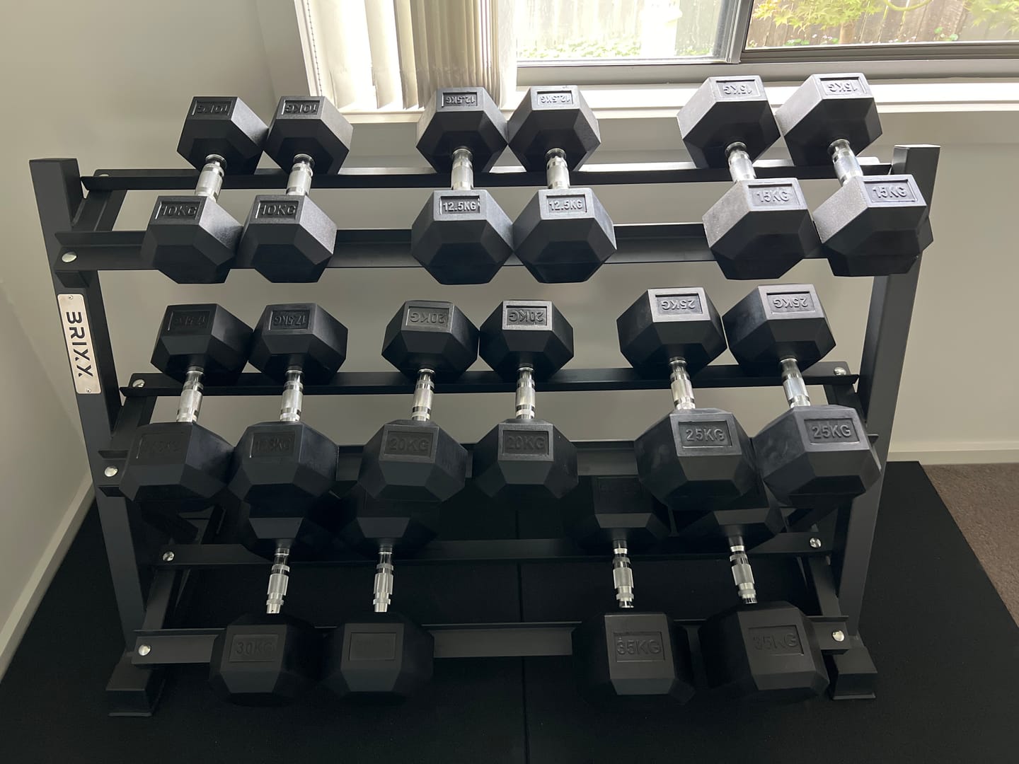 Customer photo review of BRIXX 10kg - 30kg Hex Dumbbell & Rack Set | 8 Pairs - 315KG Package | Pre-Order ETA Mid January