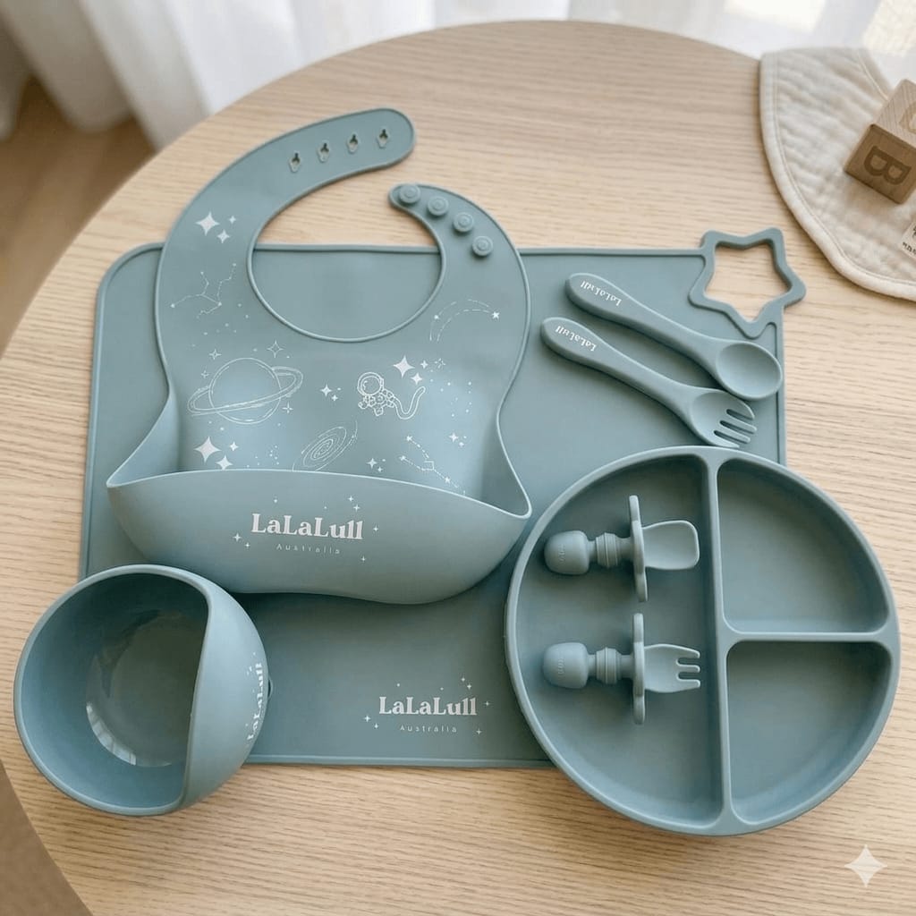 Customer photo review of LaLaLull Australia® Silicone Feeding 8 Pcs Set - Ether 6M+