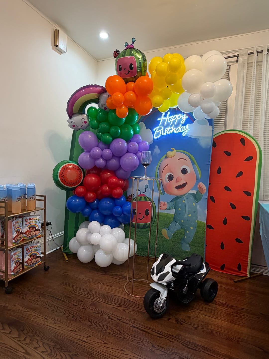 Customer photo review of Custom Kids Melon Photo Backdrop Cover Birthday Events Theme Arch Double Side Elastic Covers