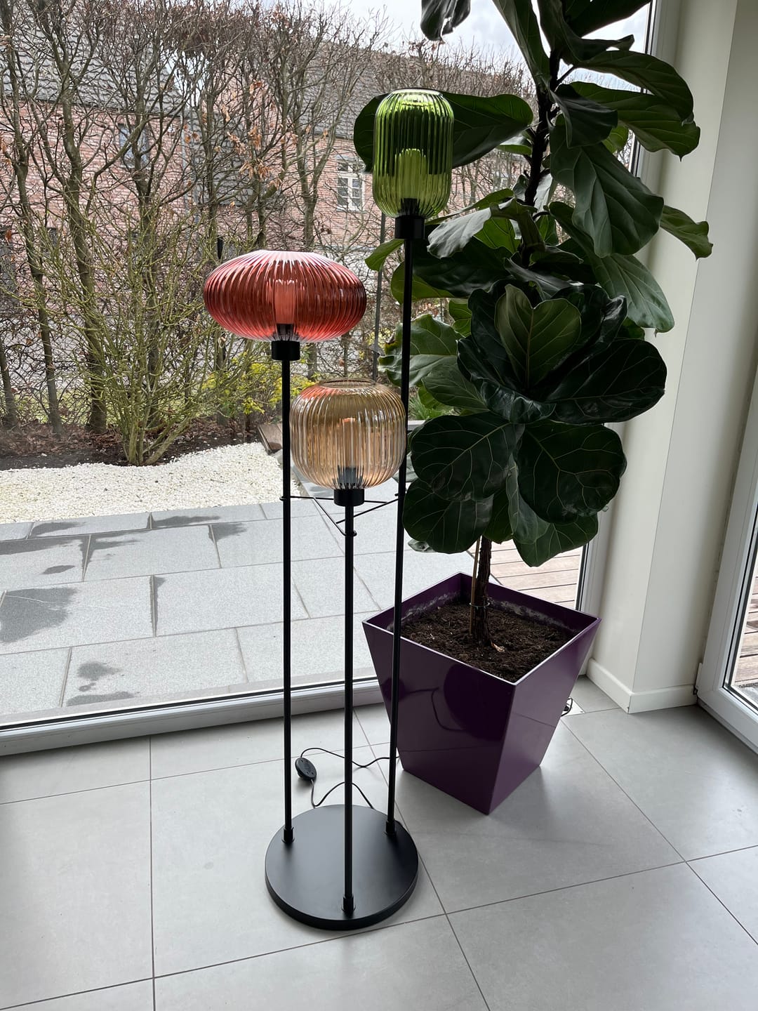 Customer photo review of Lampadaire en verre vintage CRISTALI | 3 luminaires à personnaliser