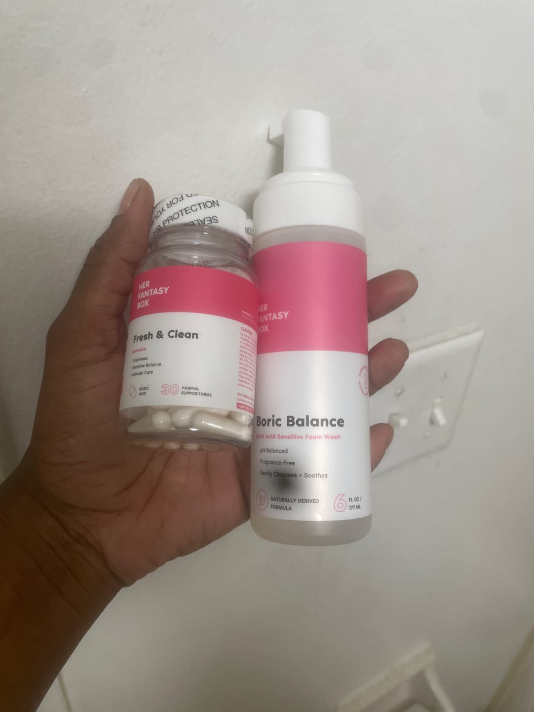 Customer photo review of The Fresh & Clean Kit - Boric Acid Vaginal Wash & Suppository Duo