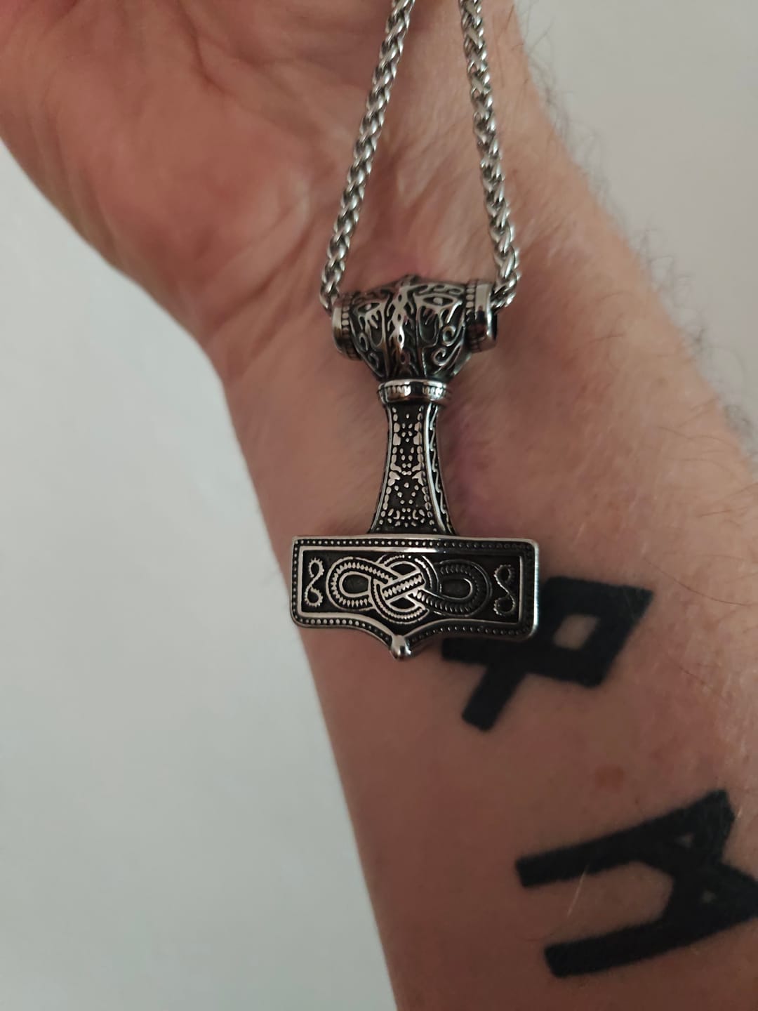 Customer photo review of Mjölnir of Asgard Necklace