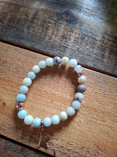 Customer photo review of »Ich glaube an mich« Blockadenlöser-Armband aus echten Amazonitperlen inkl. abgebrochenem Stern