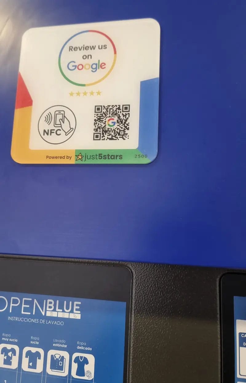 Customer photo review of Cartel Reseñas Google NFC QR