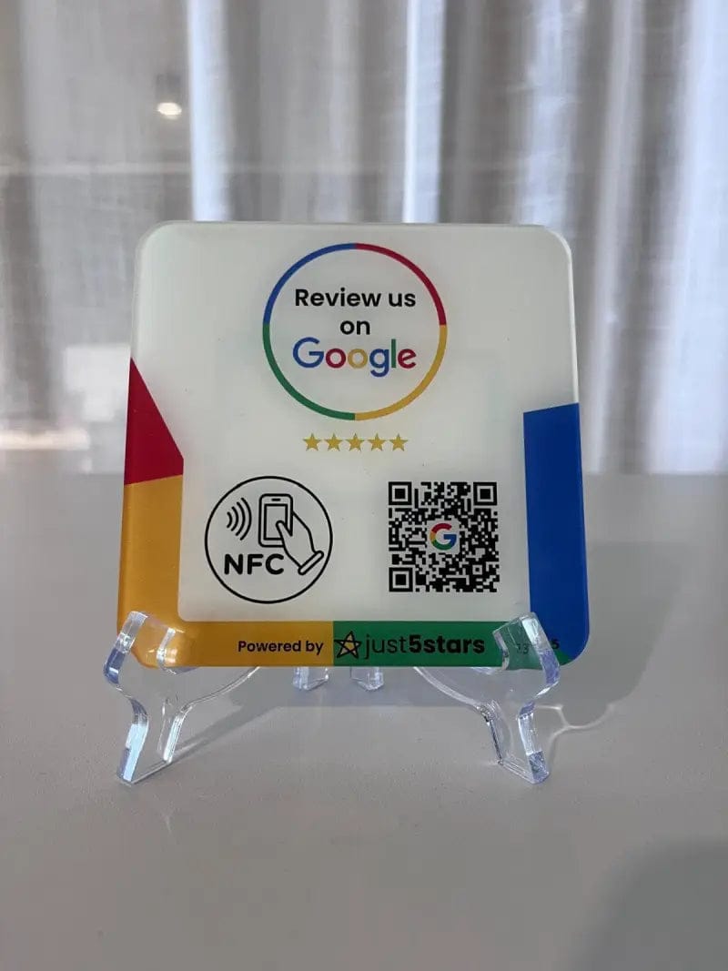 Customer photo review of Cartel Reseñas Google NFC QR