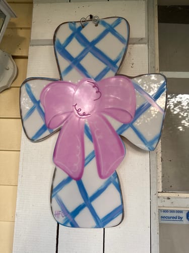 Customer photo review of Gingham Lattice Cross Door Hanger