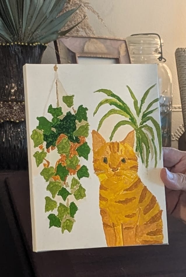 Customer photo review of 6 Mini Paintings - The Orange Cat Set
