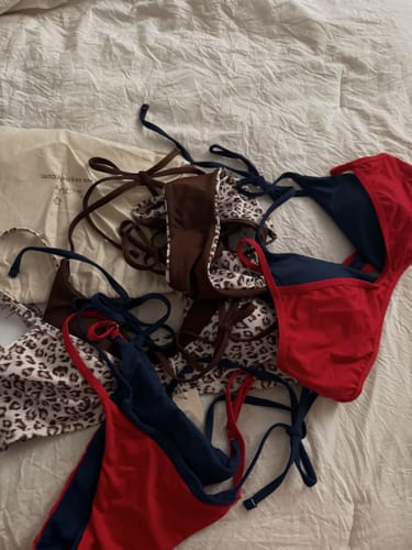 Customer photo review of Seamolly Leopard Print Tie Side Double Layer Bikini Set