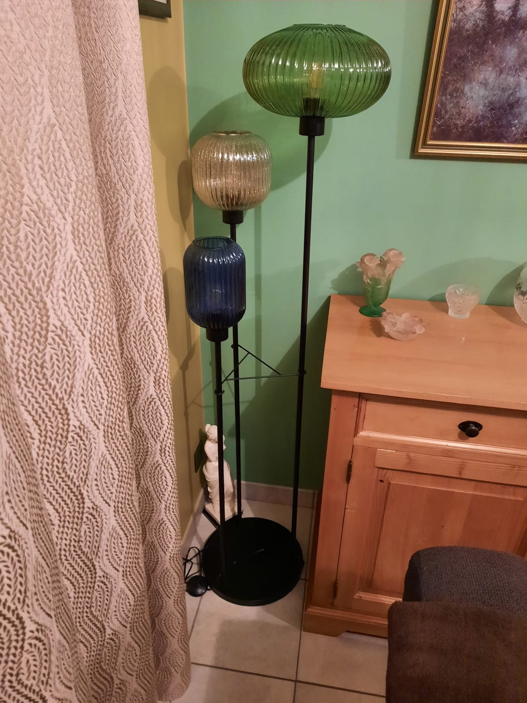 Customer photo review of Lampadaire en verre vintage CRISTALI | 3 luminaires à personnaliser