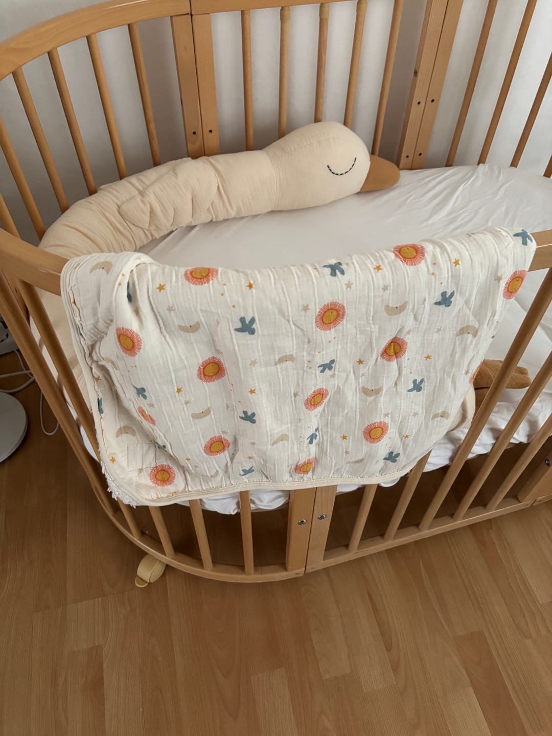 Customer photo review of Moon and Sun Sherpa Hooded Organic Baby Blanket