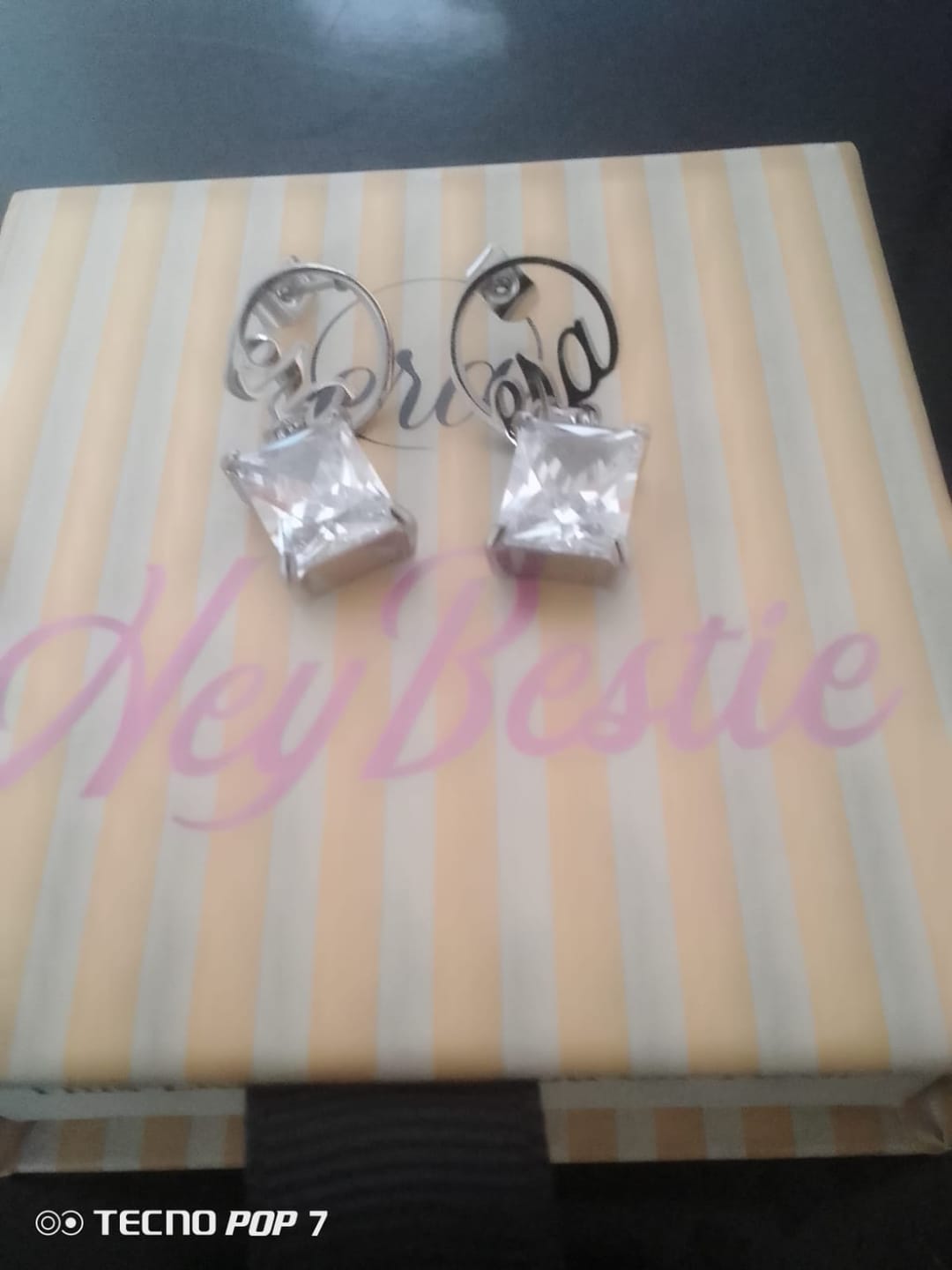 Customer photo review of Silver Era Square Drop Earrings