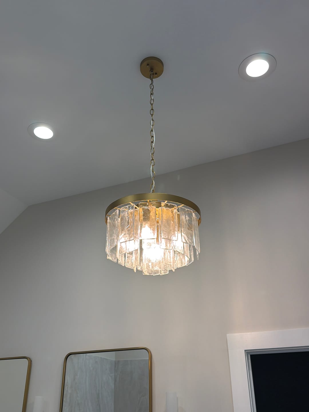 Customer photo review of Tiered Hammered Water Glass Round Semi Flush Mount