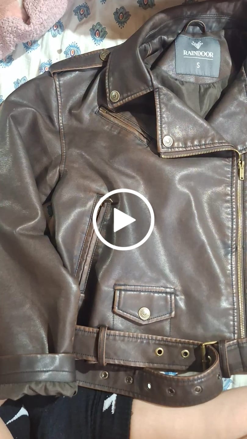 Customer video review of Chaqueta Biker Brown