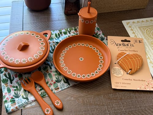 Customer photo review of Mexican Clay Plate Baby Mexican Inspired Silicone Barro Meal Set