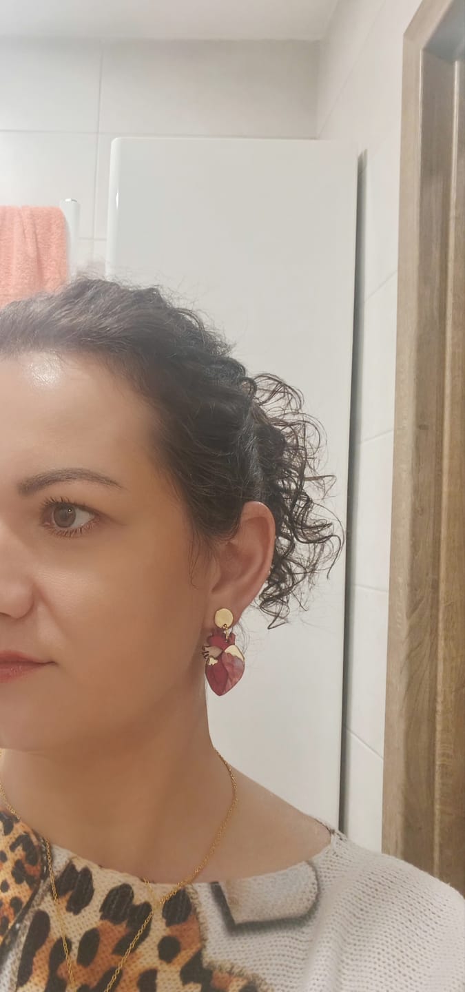 Customer photo review of Anatomical Heart Earrings - red