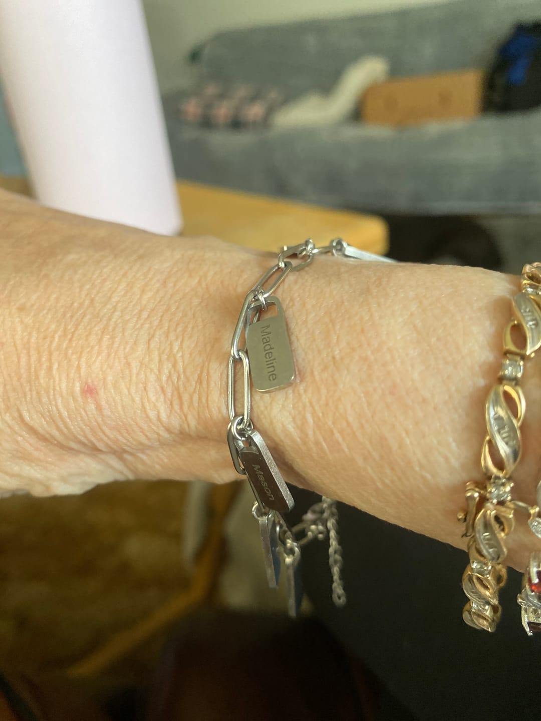 Customer photo review of Personalized Chain Link Bracelet with Custom Name Charms