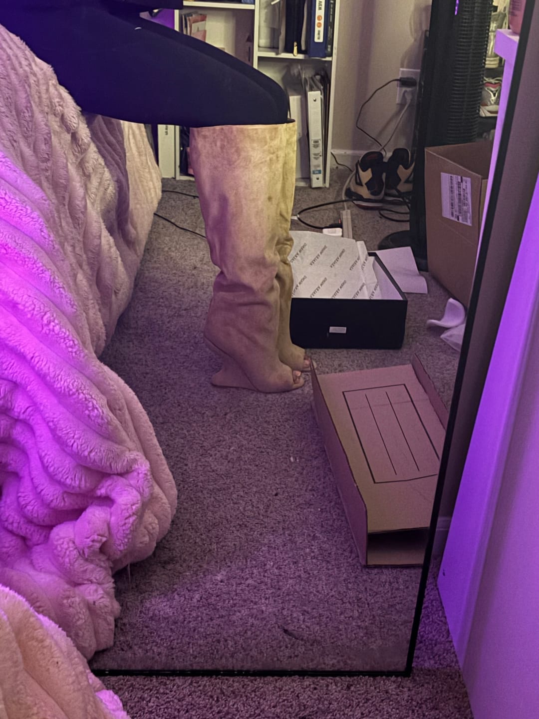 Customer photo review of VINCENT-NUDE PEEP TOE WEDGE BOOT
