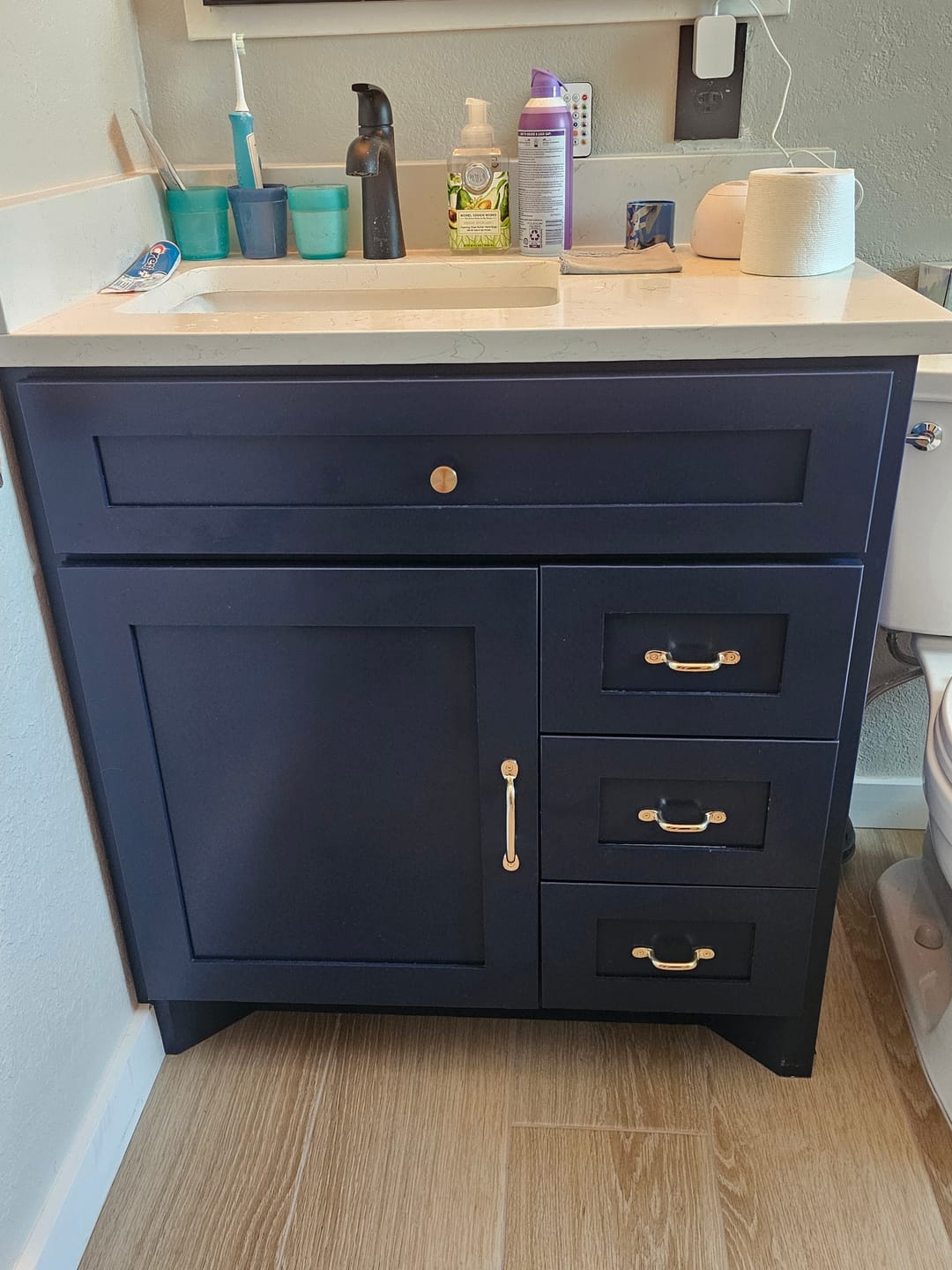 Customer photo review of Serene Cabinet Pulls - Unlacquered Brass Polished