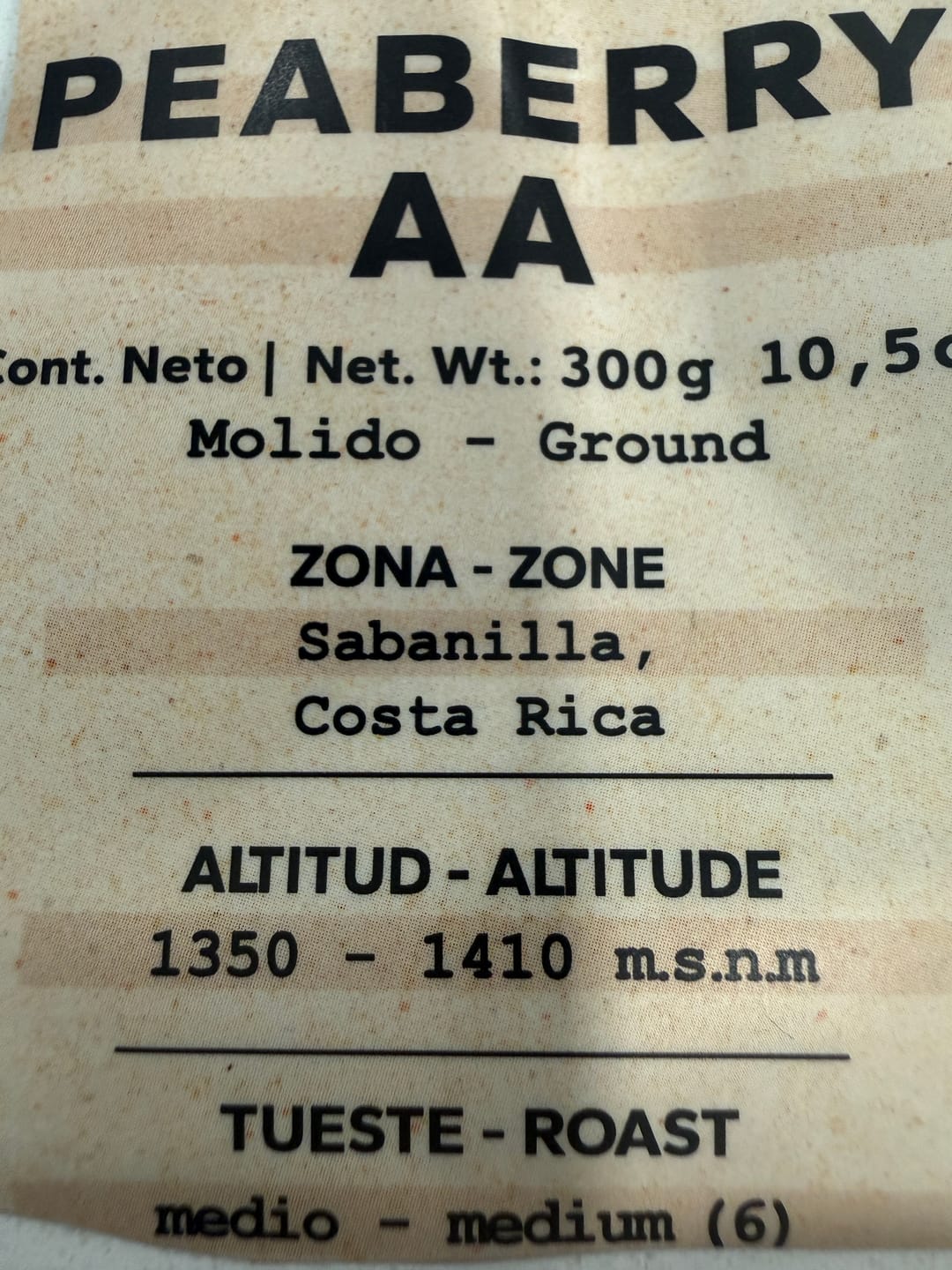 Customer photo review of Café Hacienda Doka Peaberry AA