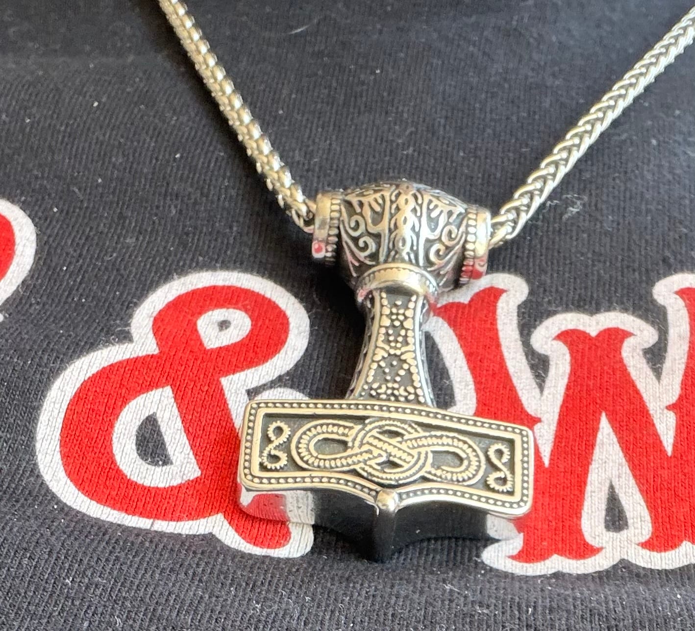 Customer photo review of Mjölnir of Asgard Necklace