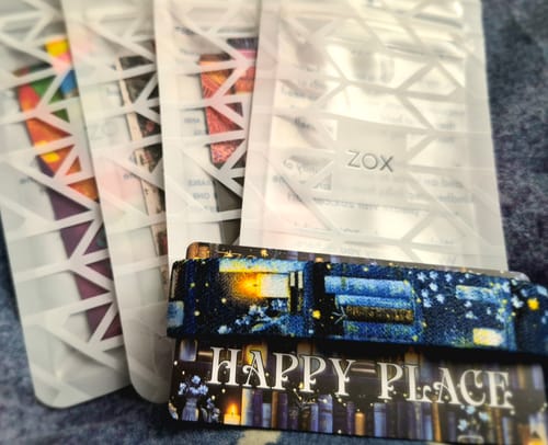 Customer's colorful Beyond The Page Pack, showing the whimsical 'Happy Place' bracelet and card with the rest of the set.