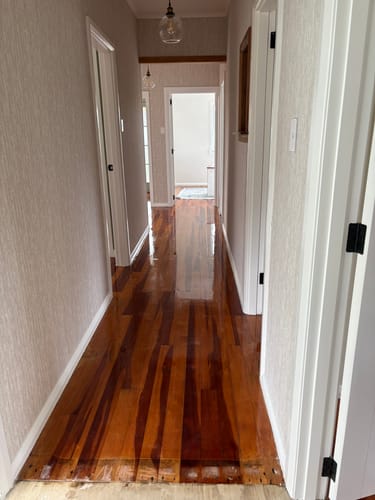 Customer photo review of Bordage Faux Wood Slat Wallpaper - Beige/Grey