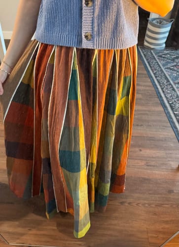 Customer photo review of KATE SKIRT | CONFETTI CHEX X STRIPES
