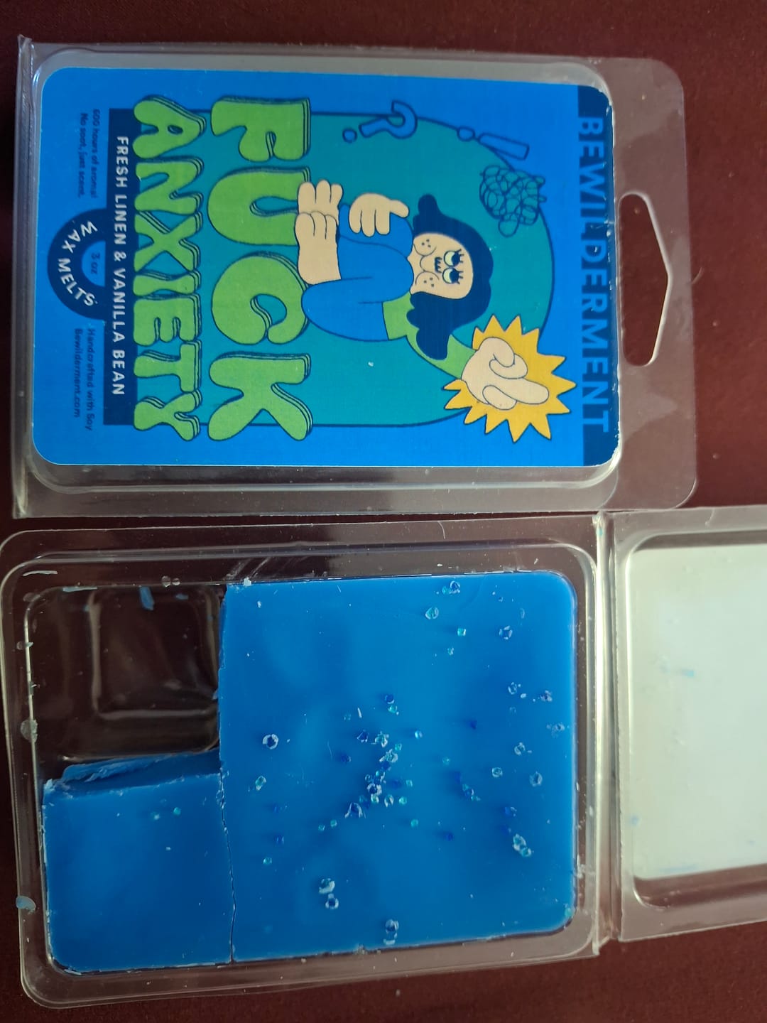 Customer photo review of F*ck Anxiety Wax Melts