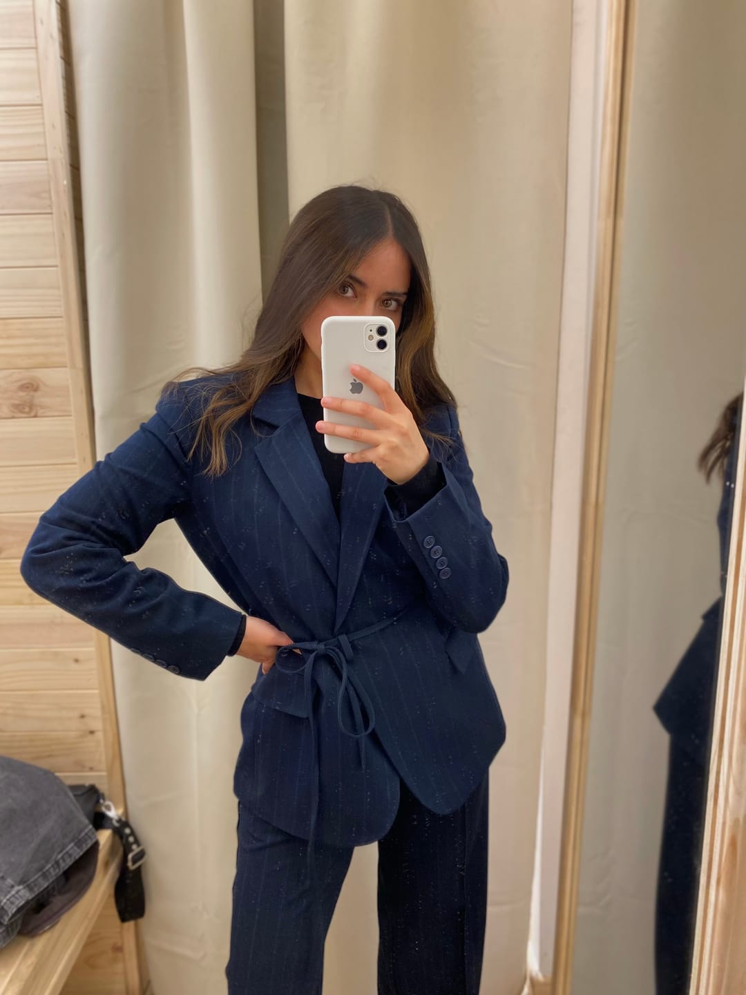 Customer photo review of Pantalón Líneas Lurex Navy
