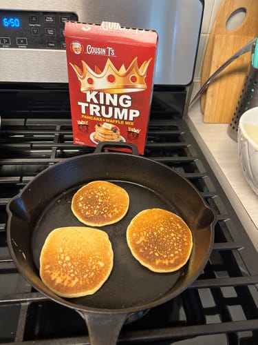 Customer photo review of Cousin T's Gourmet King Trump Pancake & Waffle Mix