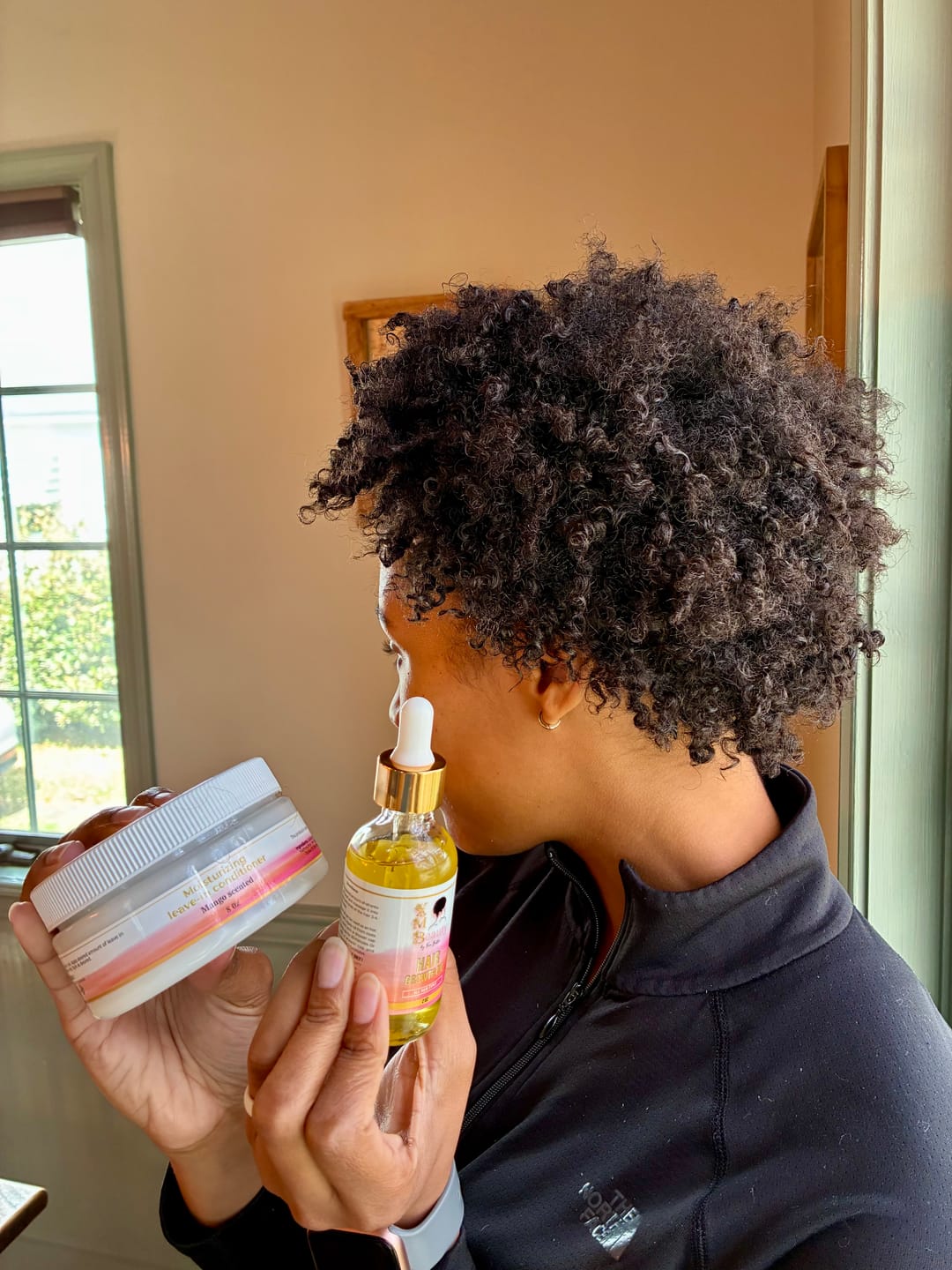 Customer photo review of Natural Hair growth oil & Leave-in conditioner bundle