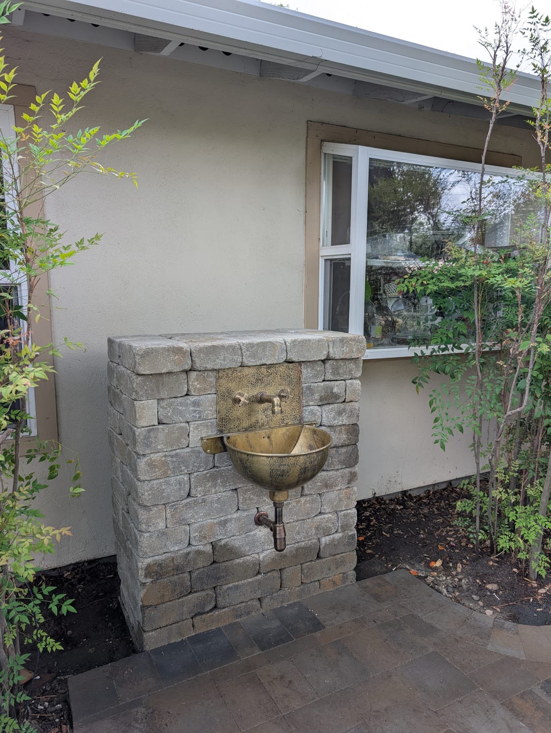 Customer photo review of Vintage Brass Wall Mounted Sink with Unlacquered Brass Faucet