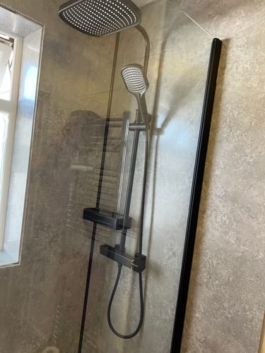 Customer photo review of Premium Grey Concrete Matt Shower Wall Panel – 1M x 2.4M