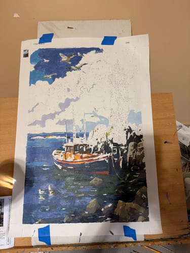 Customer photo review of Lighthouse Coastal Boat Scene