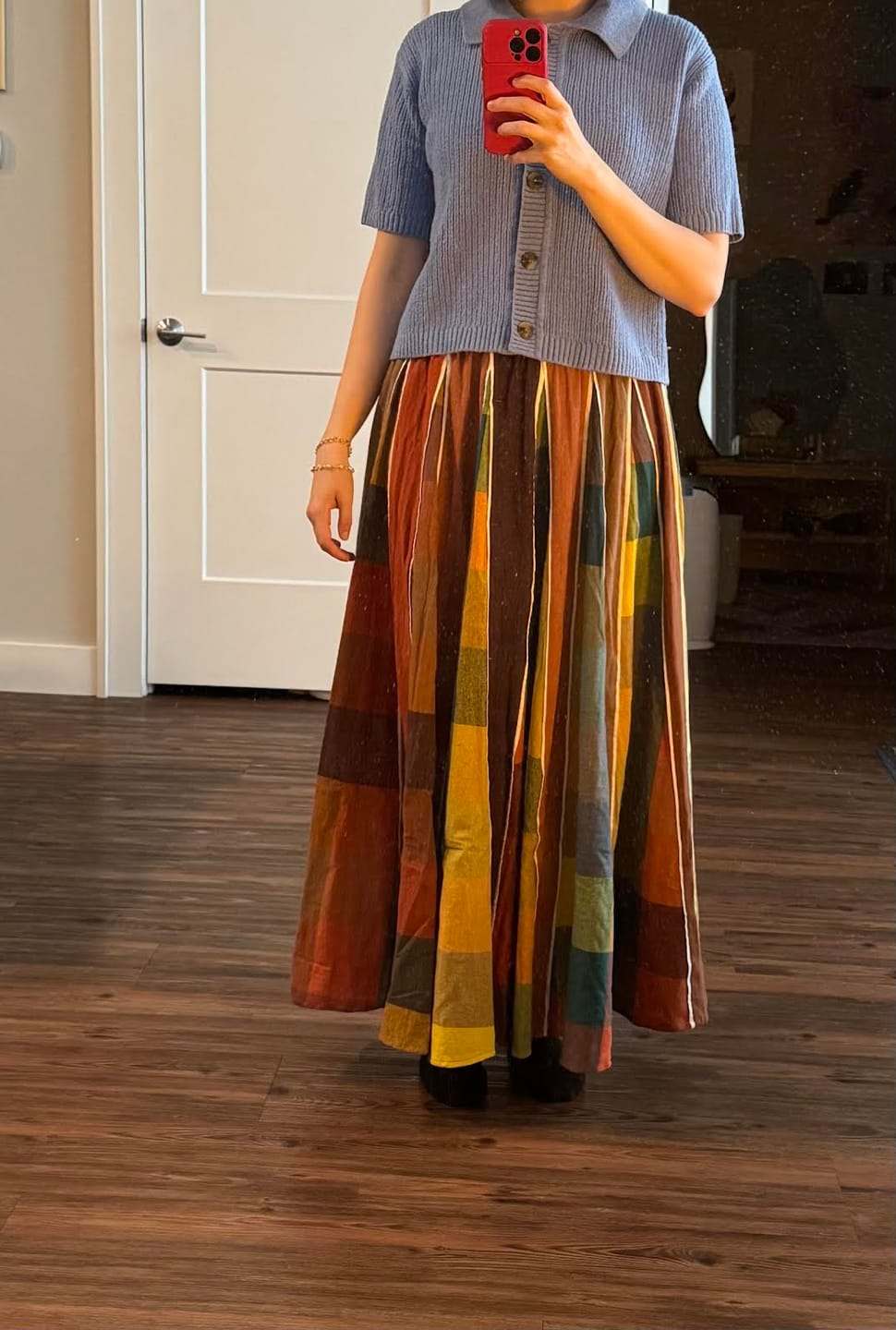 Customer photo review of KATE SKIRT | CONFETTI CHEX X STRIPES