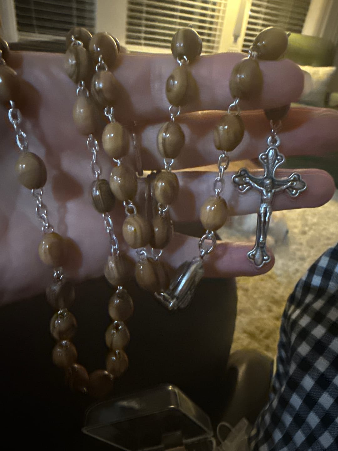 Customer photo review of Olive Wood Beads Rosary with Holy Soil - Holy Land Rosaries