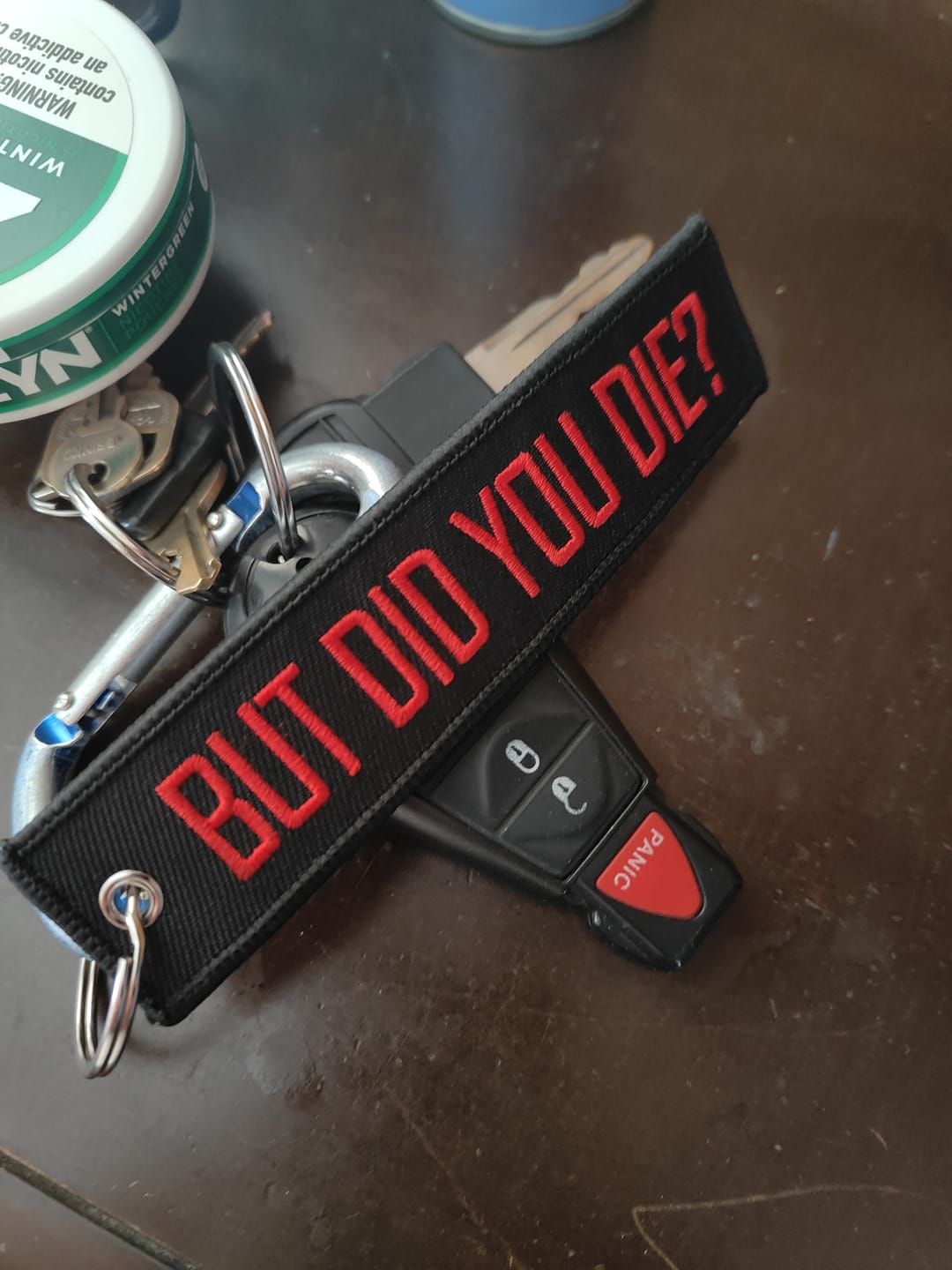 Customer photo review of But did you die? Keytag
