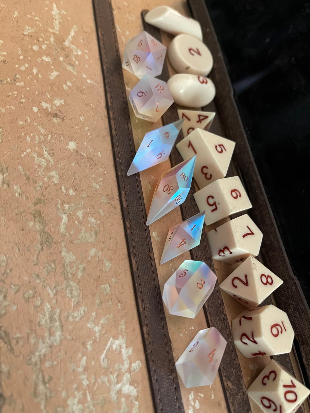 Customer photo review of URWizards D&D Frosted Prism Glass Dice Set Crystal Shape