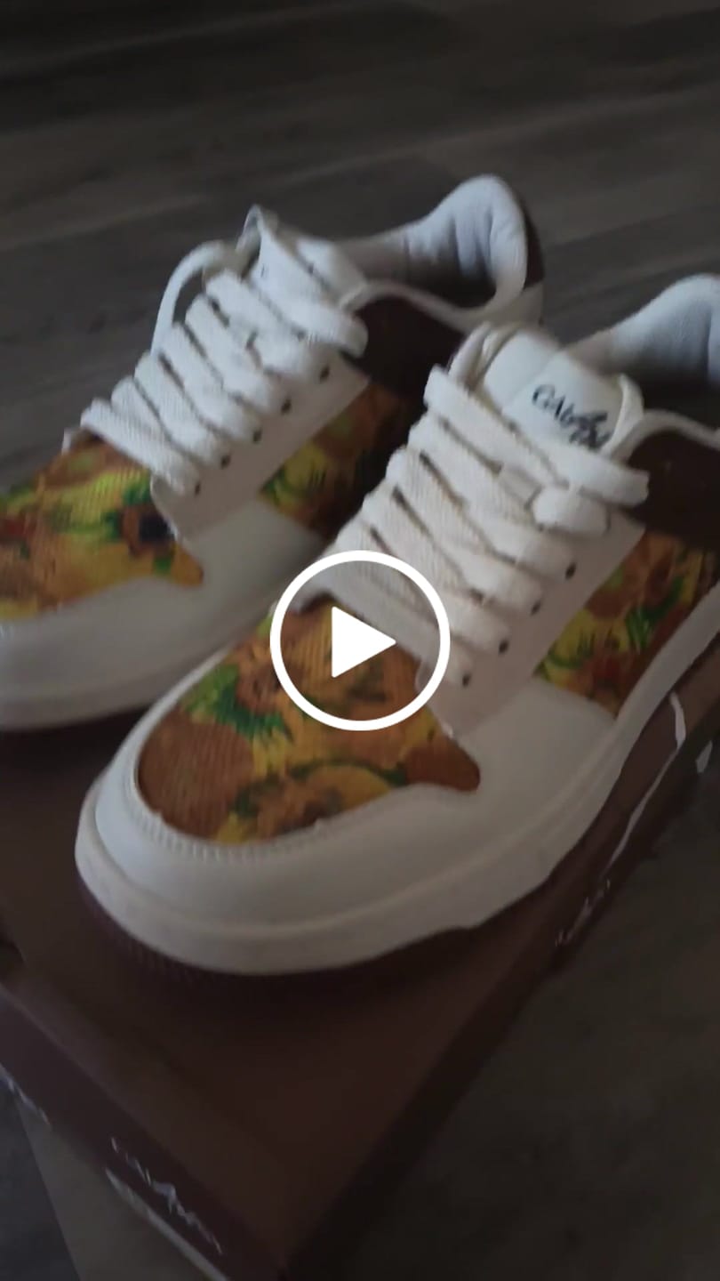 Customer video review of Van Gogh Sunflowers inspired sneakers