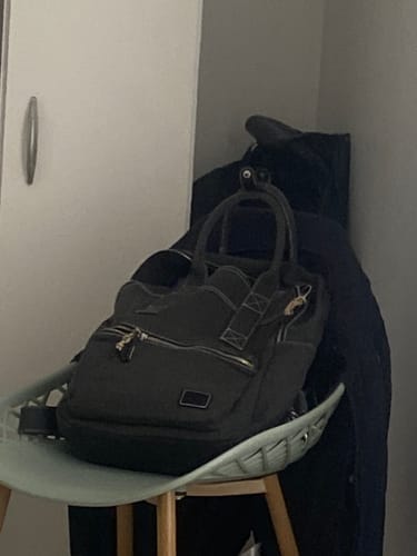 Reseña con foto de un cliente sobre Mochila Notebook Canvas