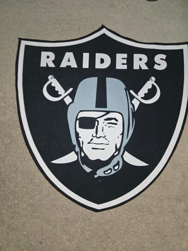Customer photo review of Las Vegas Raiders Logo Rug