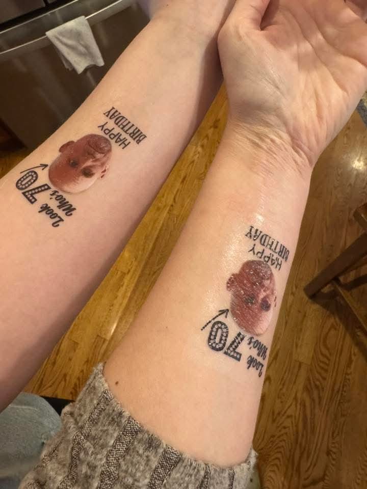 Customer photo review of Look Who's Birthday! Custom Tattoo