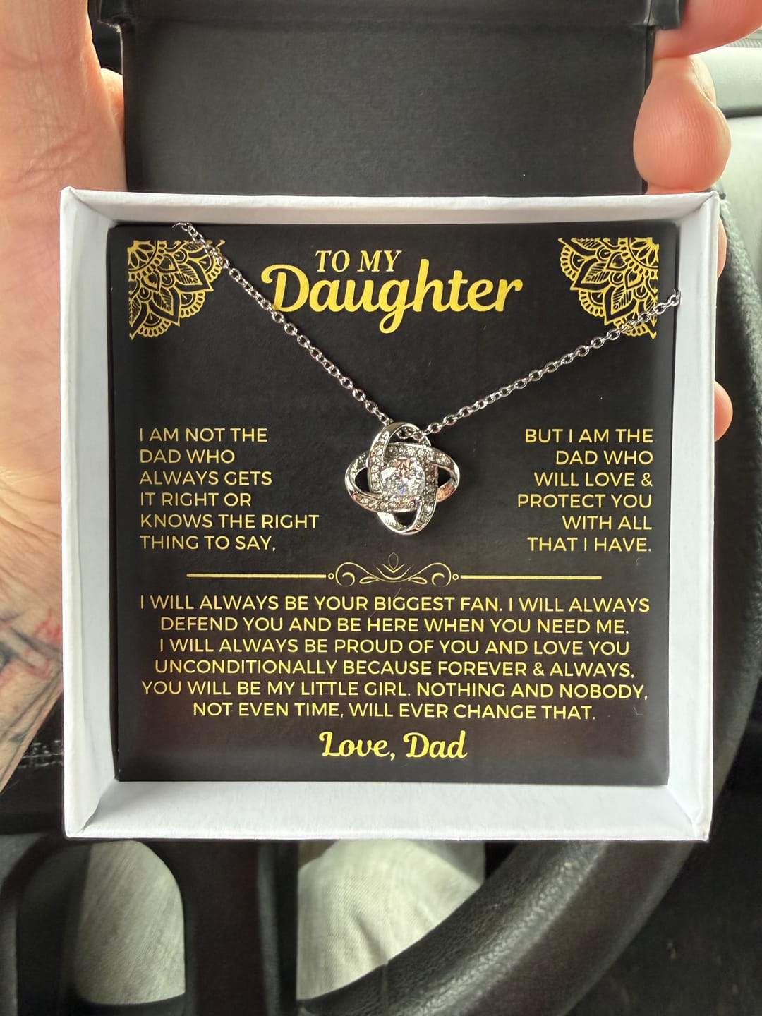 Customer photo review of To My Daughter - Divorce/Weekend Dad - Love Knot Gift Set - SS559