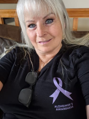 Customer photo review of Alzheimer's - Round 22 (Unisex V-Neck Tee | Bella + Canvas)