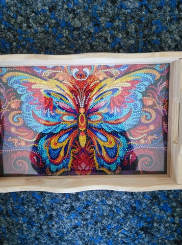 Kundenbewertung mit Foto zu Diamond Painting Tablett – Schmetterling
