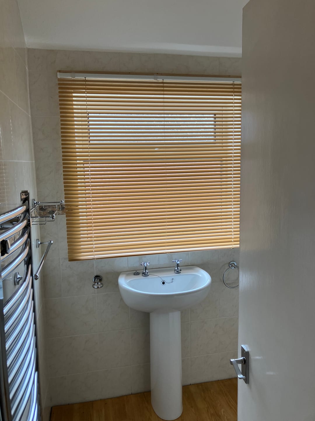 Customer photo review of Matte Desert Mist Venetian Blinds