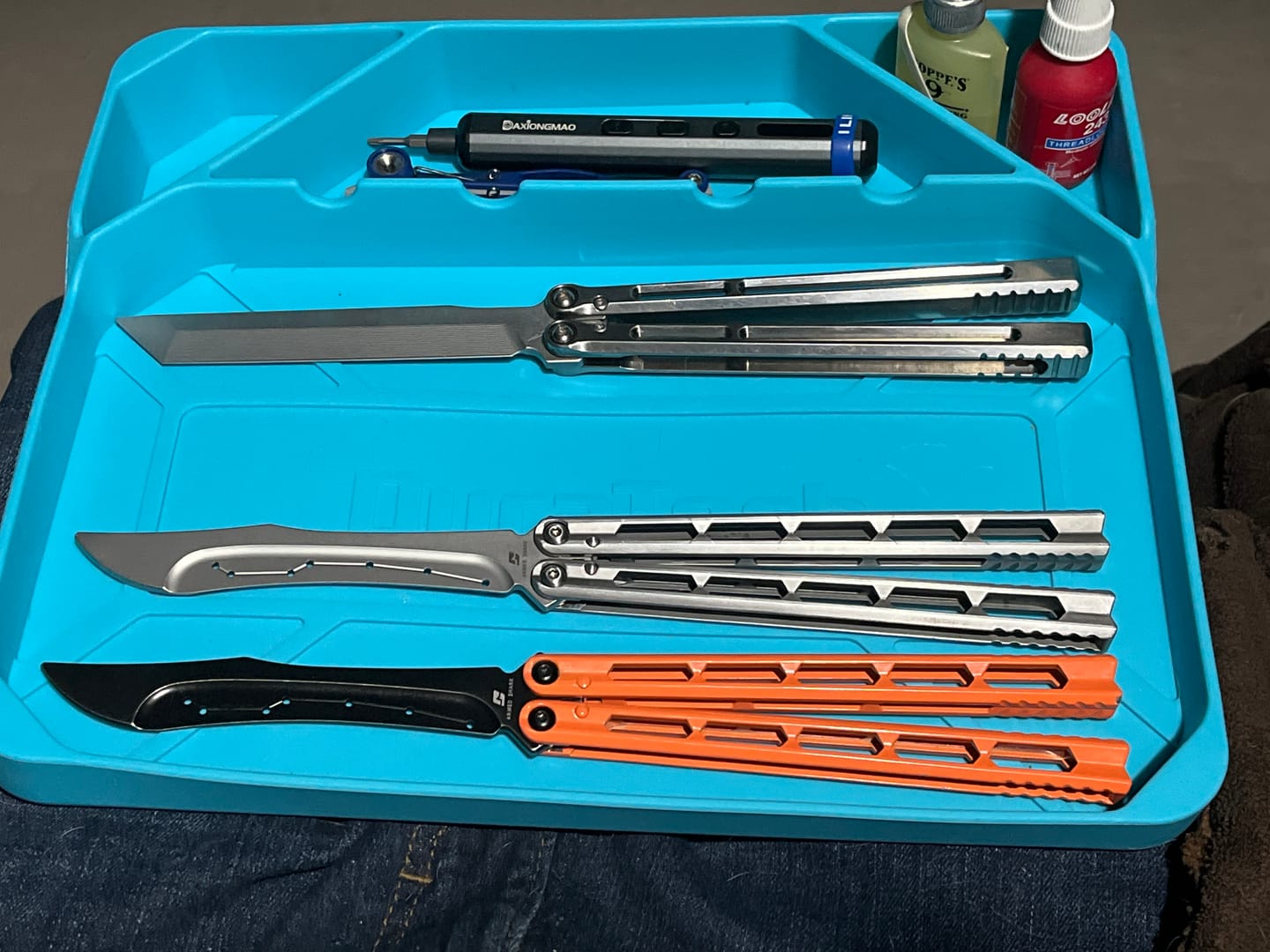 Customer photo review of ARMED SHARK Prism Balisong Clone 5CR15 Stainless Steel Handle Stainless Steel Blade Bushings