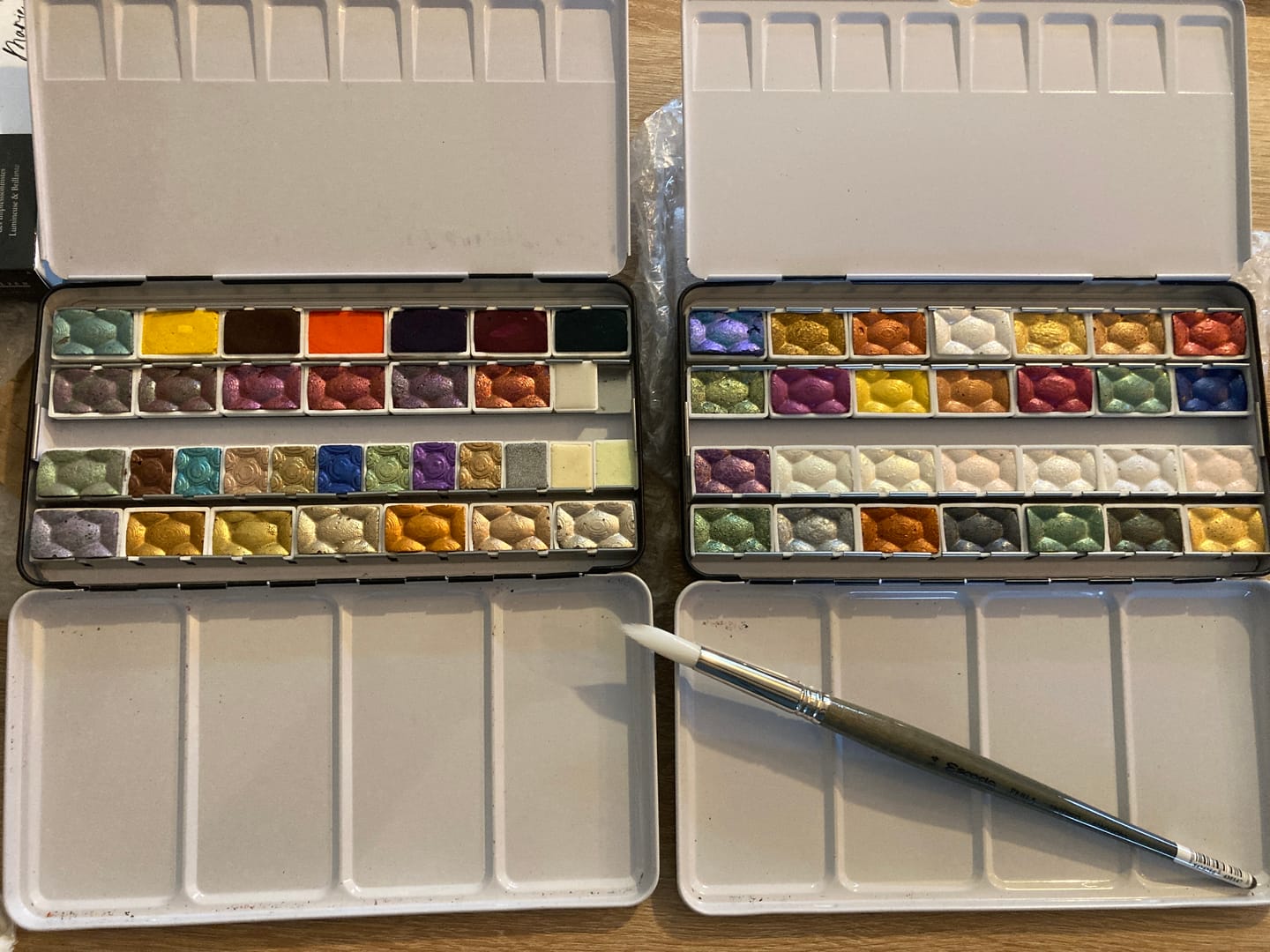 Customer photo review of Skrim Bombastico Box – 61‑Color Watercolor Bundle – 2‑Box Set (Metallic, Glitter, Color‑Shifting) ALL OUR WATERCOLORS INCLUDED