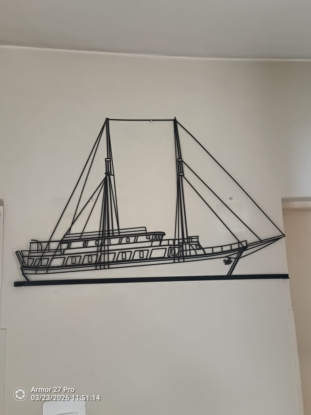 Customer photo review of Your Custom Boat Standing Silhouette Metal Art