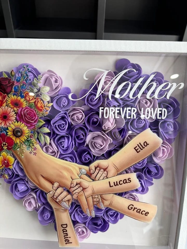 Customer photo review of Personalized Mom Holding Hands Shadow Box-Mother's Day Flower Frame